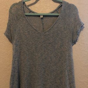 Light blue and grey knitted top